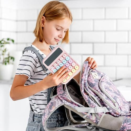 DANRONG Mechanical Switch Calculator with Big Buttons, Calculators Desktop, 12 Digits, Large LCD Display, Desk Calculator, Cute Pink Calculators for Teachers Students Basic Office (Pink) - 7