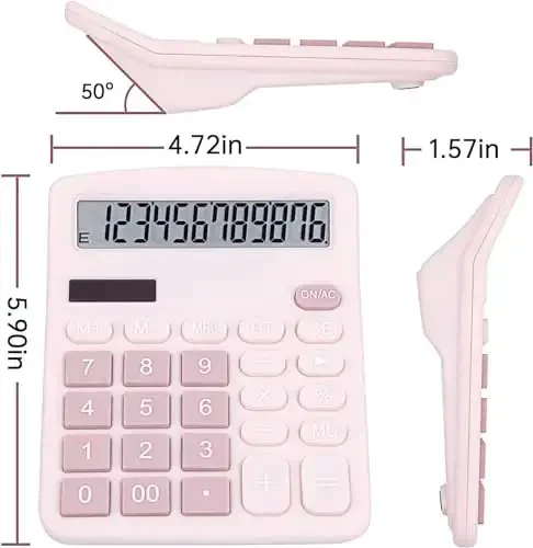 DANRONG Cute Desktop Calculator with Big Buttons, Dual Power Source, Solar and Battery, Large LCD Display, 2 Pack Desk Calculator- Perfect for Basic Office Teachers Students(Pink & Blue) - 7