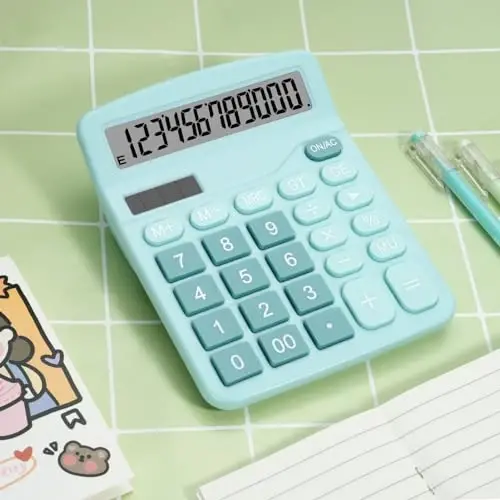 DANRONG Cute Blue Desktop Calculator with Big Buttons, Dual Power Source | Solar and Battery, Large Display Screen - Perfect for Office, Teachers, and Students (Light Blue) - DANRONG (1)