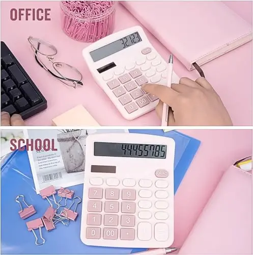 DANRONG Cute Desktop Calculator with Big Buttons, Dual Power Source, Solar and Battery, Large LCD Display, 2 Pack Desk Calculator- Perfect for Basic Office Teachers Students(Pink & Blue) - 5