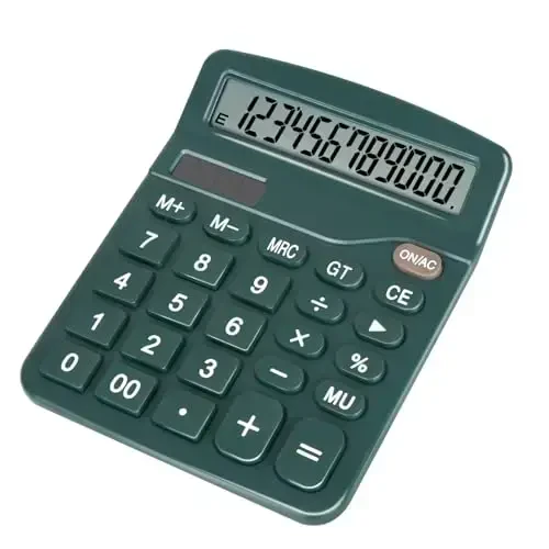 DANRONG Dark Green Desktop Calculator with Big Buttons, Dual Power Source, Solar and Battery, Large Display Screen - Perfect for Office, Teachers, and Students (Dark Green) 