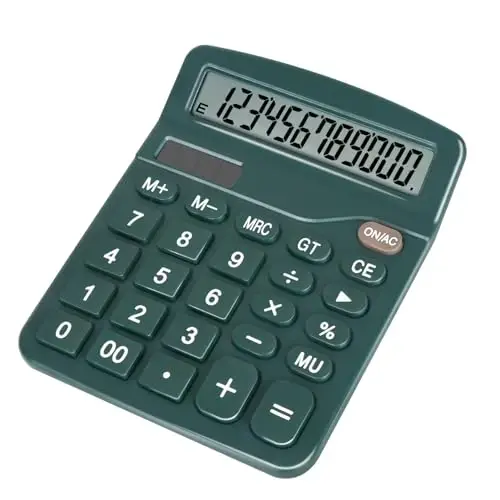DANRONG Dark Green Desktop Calculator with Big Buttons, Dual Power Source, Solar and Battery, Large Display Screen - Perfect for Office, Teachers, and Students (Dark Green) - 1
