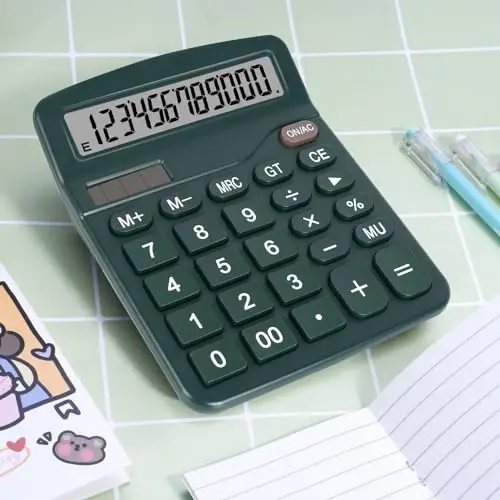 DANRONG Dark Green Desktop Calculator with Big Buttons, Dual Power Source, Solar and Battery, Large Display Screen - Perfect for Office, Teachers, and Students (Dark Green) - 2