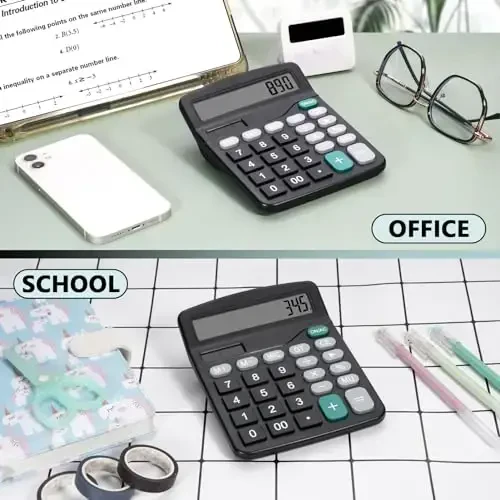 DANRONG Desktop Calculator with Big Buttons, Dual Power Source, Solar and Battery, Large Display Screen - Perfect for Office, Teachers, and Students (Black) - 5