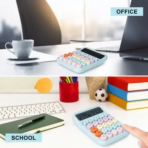DANRONG Mechanical Switch Calculator with Big Buttons, Calculators Desktop, 12 Digits, Large LCD Display, Desk Calculator, Cute Pink Calculators for Teachers Students Basic Office (Blue) - 6