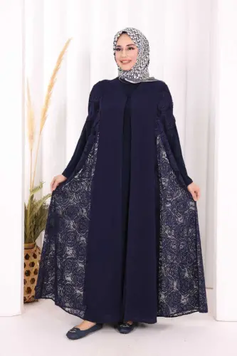 Dantel Abaya 7884 Ko'k - 1