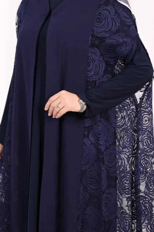 Dantel Abaya 7884 Ko'k - 5