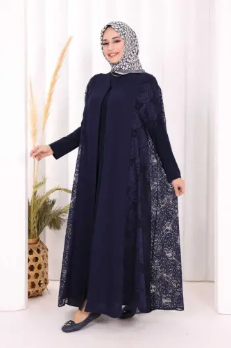 Dantel Abaya 7884 Lacivert-Lacivert - BYM FASHION (1)