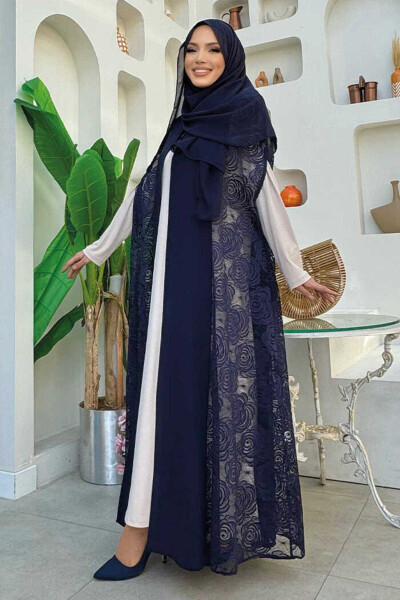 Dantel Abaya 7884 Lacivert - 3