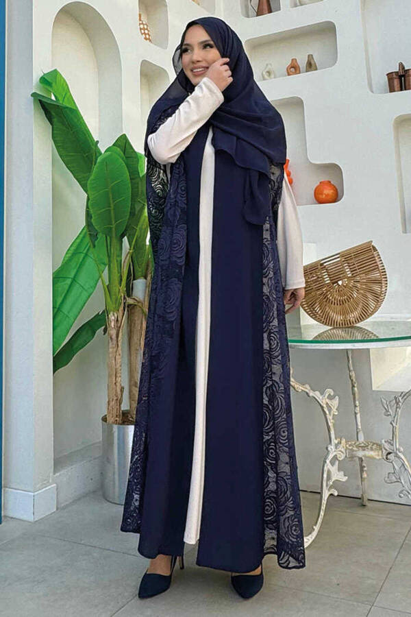 Dantel Abaya 7884 Lacivert - 4