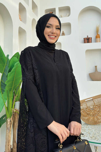 Dantel Abaya 7884 Siyah - 4