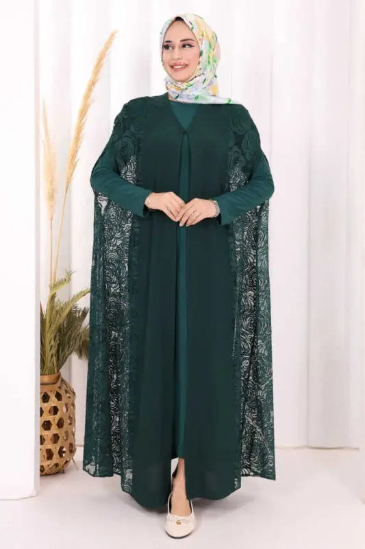 Dantel Abaya 7884 Zümrüt - 2
