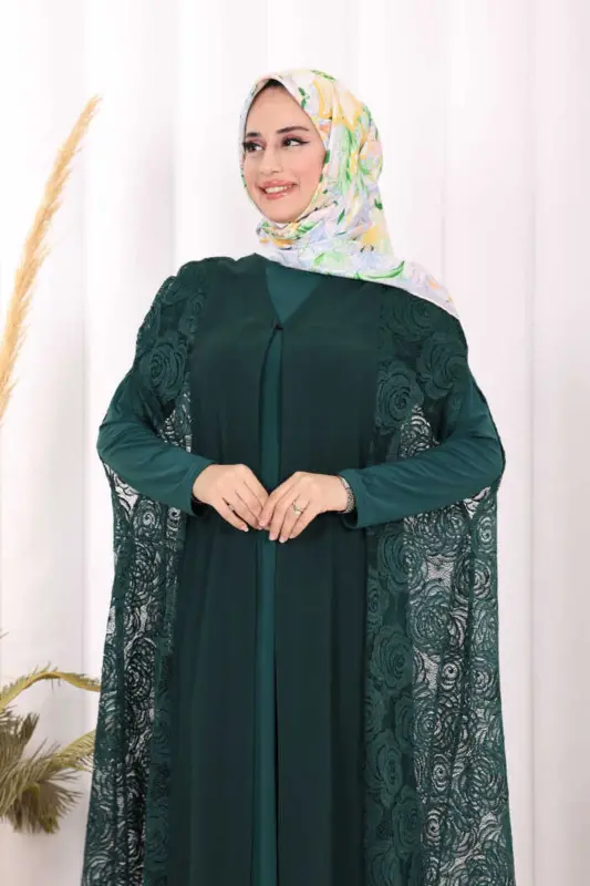 Dantel Abaya 7884 Zümrüt - 5