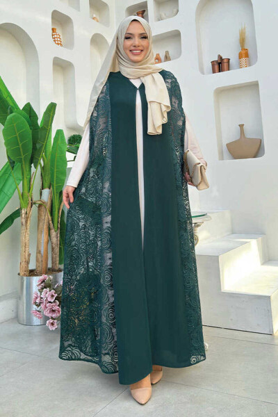 Dantel Abaya 7884 Zümrüt - 1