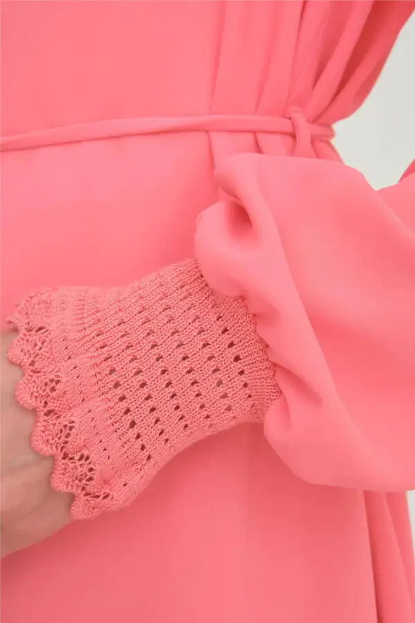 Dantel Ribanalı Tunik 24y4006 Koyu Pembe - 6