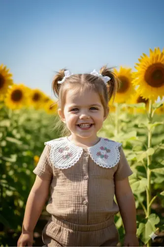 Dantelli Yoqali Muslin Qizcha To'plam - 1