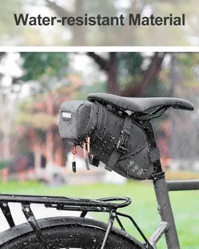 Danuosie Bike Seat Bag, Water-resistant Bicycle Saddle Bag, Expandable Capacity Cycling Under Seat Pouch 1.5-2L, Bike Seat Pack for Mountain Road Bikes and Commuter - 6