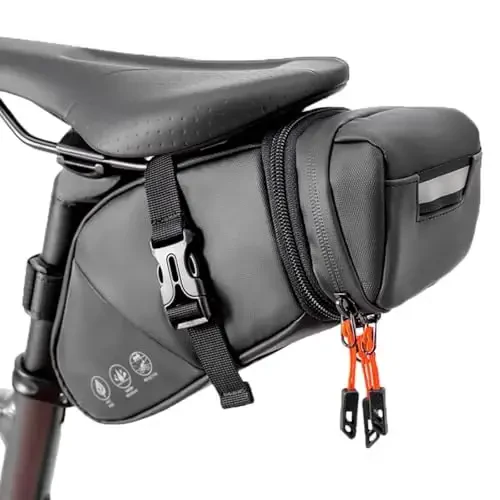 Danuosie Bike Seat Bag, Water-resistant Bicycle Saddle Bag, Expandable Capacity Cycling Under Seat Pouch 1.5-2L, Bike Seat Pack for Mountain Road Bikes and Commuter - 5
