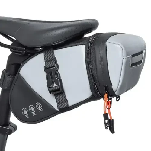 Danuosie Bike Seat Bag, Water-resistant Bicycle Saddle Bag, Expandable Capacity Cycling Under Seat Pouch 1.5-2L, Bike Seat Pack for Mountain Road Bikes and Commuter 