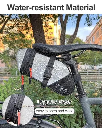 Danuosie Bike Seat Bag, Water-resistant Bicycle Saddle Bag, Expandable Capacity Cycling Under Seat Pouch 1.5-2L, Bike Seat Pack for Mountain Road Bikes and Commuter - 4