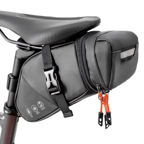 Danuosie Bike Seat Bag, Expandable Bicycle Saddle Bag Under Seat, Waterproof Cycling Seat Pack for Mountain Road Bikes and Commuter, 1.5-2L - 5