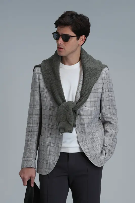 Dany Sports Men's Blazer Jacket Slim Fit Gray - LUFIAN
