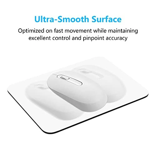 Dapesuom Small Mouse Pad, 6 x 8 Inch Thick Rubber Premium-Textured Non-Slip Portable & Washable Mini Mouse Mat for Women Men Wireless Laptops Keyboard Tray Gaming Work Computer Office Travel, White - 5