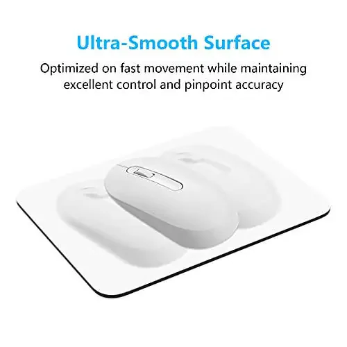 Dapesuom Small Mouse Pad, 6 x 8 Inch Thick Rubber Premium-Textured Non-Slip Portable & Washable Mini Mouse Mat for Women Men Wireless Laptops Keyboard Tray Gaming Work Computer Office Travel, White - 5
