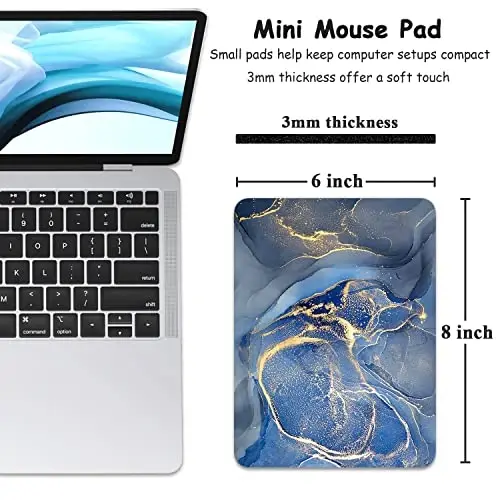 Dapesuom Small Mouse Pad, 6 x 8 Inch Thick Rubber Premium-Textured Non-Slip Portable & Washable Mini Mouse Mat for Women Wireless Laptops Keyboard Tray Gaming Work Computer Travel, Gray Gold Marble - DAPESUOM (1)