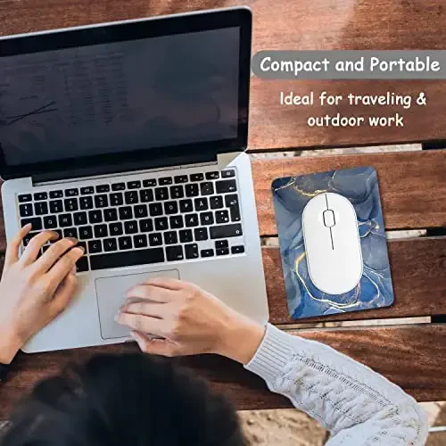 Dapesuom Small Mouse Pad, 6 x 8 Inch Thick Rubber Premium-Textured Non-Slip Portable & Washable Mini Mouse Mat for Women Wireless Laptops Keyboard Tray Gaming Work Computer Travel, Gray Gold Marble - 7