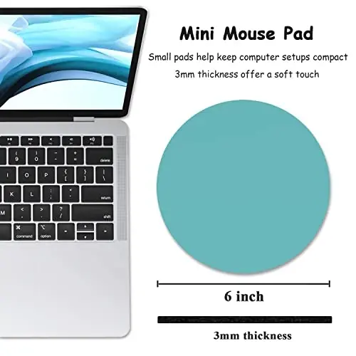 Dapesuom Small Mouse Pad, 6 x 6 Inch Thick Rubber Premium-Textured Non-Slip Portable & Washable Round Mini Mouse Mat for Women Men Wireless Laptops Keyboard Tray Gaming Work Computer, Malachite Green - DAPESUOM (1)
