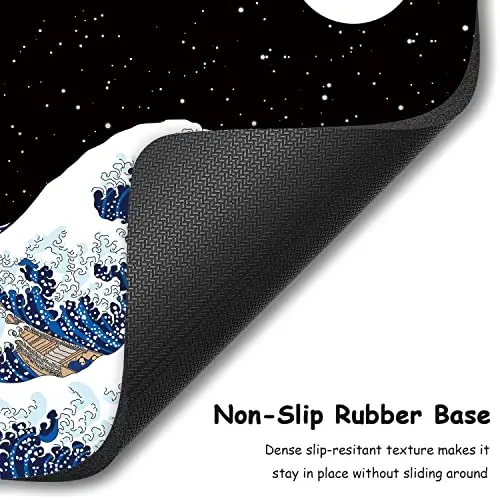 Dapesuom Küçük Mouse Pad, 15 x 20 cm Kalın Kauçuk Premium Dokulu Kaymaz Taşınabilir ve Yıkanabilir Mini Mouse Mat Kadın Erkek Kablosuz Dizüstü Bilgisayarlar Klavye Tepsisi Oyun Bilgisayarı Ofis Seyahat, Dalgalar & Ay - 4