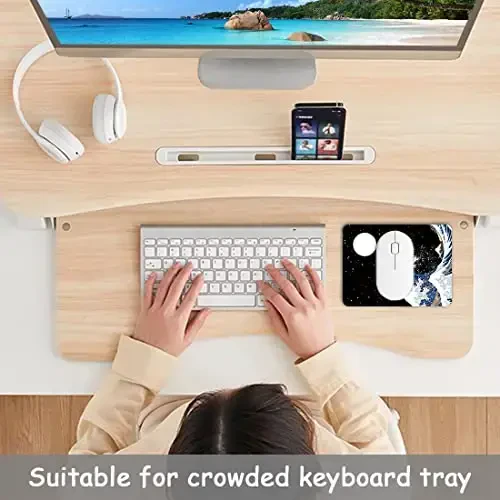 Dapesuom Small Mouse Pad, 6 x 8 Inch Thick Rubber Premium-Textured Non-Slip Portable & Washable Mini Mouse Mat for Women Men Wireless Laptops Keyboard Tray Gaming Computer Office Travel, Waves & Moon - 6