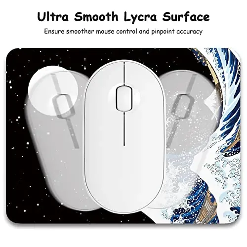 Dapesuom Small Mouse Pad, 6 x 8 Inch Thick Rubber Premium-Textured Non-Slip Portable & Washable Mini Mouse Mat for Women Men Wireless Laptops Keyboard Tray Gaming Computer Office Travel, Waves & Moon - 3