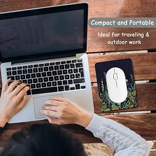 Dapesuom Small Mouse Pad, 6 x 8 Inch Thick Rubber Premium-Textured Non-Slip Portable & Washable Mini Mouse Mat for Women Men Wireless Laptops Keyboard Tray Gaming Work Computer Travel, Elegant Flower - 7