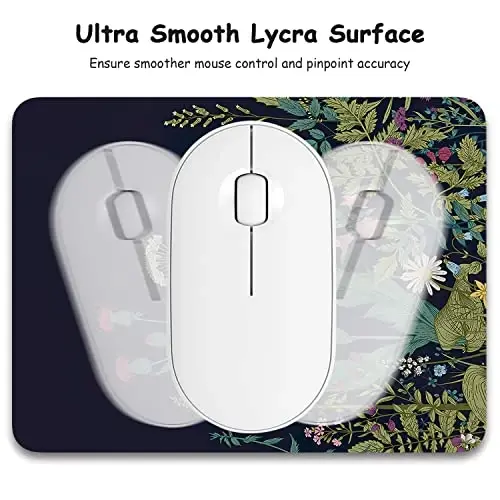 Dapesuom Small Mouse Pad, 6 x 8 Inch Thick Rubber Premium-Textured Non-Slip Portable & Washable Mini Mouse Mat for Women Men Wireless Laptops Keyboard Tray Gaming Work Computer Travel, Elegant Flower - 3