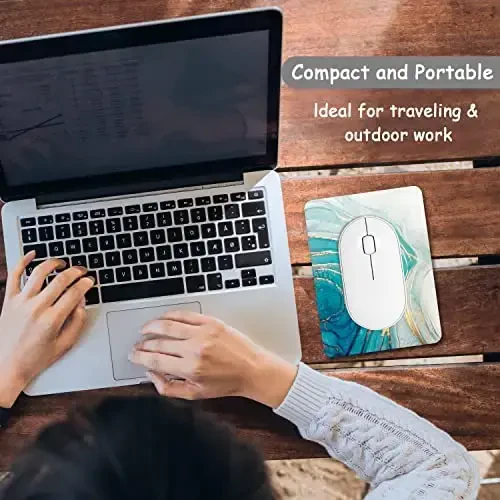 Dapesuom Small Mouse Pad, 6 x 8 Inch Thick Rubber Premium-Textured Non-Slip Portable & Washable Mini Mouse Mat for Women Wireless Laptops Keyboard Tray Gaming Work Computer Travel, Gold Line Marble - 7