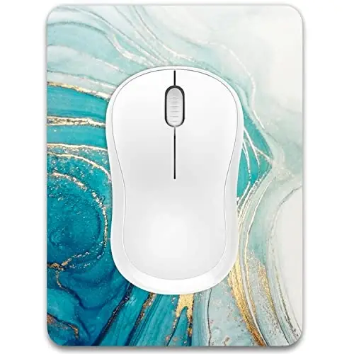 Dapesuom Small Mouse Pad, 6 x 8 Inch Thick Rubber Premium-Textured Non-Slip Portable & Washable Mini Mouse Mat for Women Wireless Laptops Keyboard Tray Gaming Work Computer Travel, Gold Line Marble 