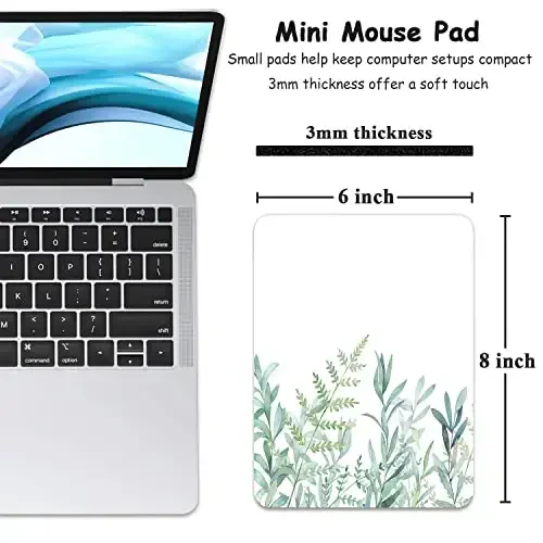 Dapesuom Small Mouse Pad, 6 x 8 Inch Thick Rubber Premium-Textured Non-Slip Portable & Washable Mini Mouse Mat for Women Men Wireless Laptops Keyboard Tray Gaming Computer Office Travel, Green Leaves - DAPESUOM (1)