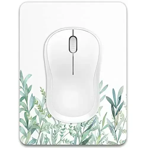 Dapesuom Small Mouse Pad, 6 x 8 Inch Thick Rubber Premium-Textured Non-Slip Portable & Washable Mini Mouse Mat for Women Men Wireless Laptops Keyboard Tray Gaming Computer Office Travel, Green Leaves - 1