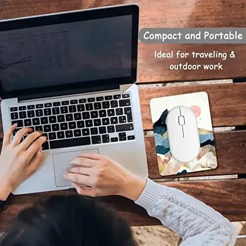 Dapesuom Small Mouse Pad, 6 x 8 Inch Thick Rubber Premium-Textured Non-Slip Portable & Washable Mini Mouse Mat for Women Men Wireless Laptops Keyboard Tray Gaming Work Computer Office Travel, Mountain - 7