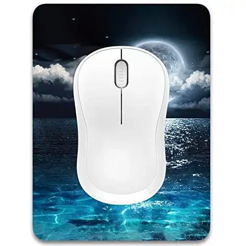 Dapesuom Small Mouse Pad, 6 x 8 Inch Thick Rubber Premium-Textured Non-Slip Portable & Washable Mini Mouse Mat for Women Wireless Laptops Keyboard Tray Gaming Work Computer Travel, Moon Over The Sea 
