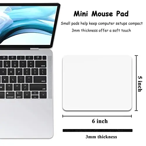 Dapesuom Small Mouse Pad, 5 x 6 Inch Thick Rubber Premium-Textured Non-Slip Portable & Washable Mini Mouse Mat for Women Men Wireless Laptops Keyboard Tray Gaming Work Computer Office Travel, White - 8
