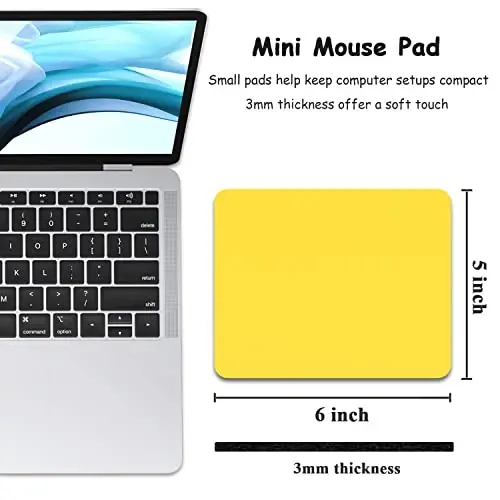 Dapesuom Small Mouse Pad, 5 x 6 Inch Thick Rubber Premium-Textured Non-Slip Portable & Washable Mini Mouse Mat for Women Men Wireless Laptops Keyboard Tray Gaming Work Computer Office Travel, Yellow - 2