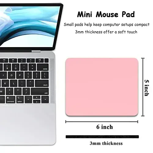 Dapesuom Small Mouse Pad, 5 x 6 Inch Thick Rubber Premium-Textured Non-Slip Portable & Washable Mini Mouse Mat for Women Men Wireless Laptops Keyboard Tray Gaming Computer Office Travel, Pink - 2