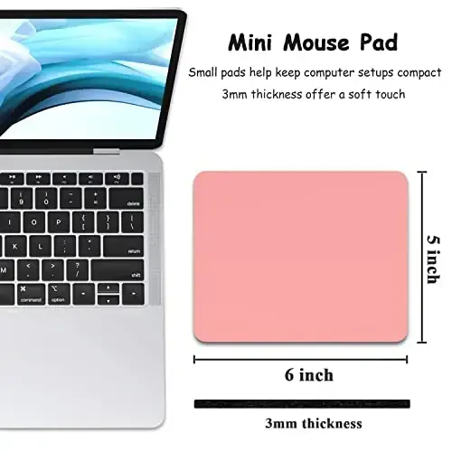 Dapesuom Small Mouse Pad, 5 x 6 Inch Thick Rubber Premium-Textured Non-Slip Portable & Washable Mini Mouse Mat for Women Men Wireless Laptops Keyboard Tray Gaming Computer Office Travel, Rose Pink - DAPESUOM (1)