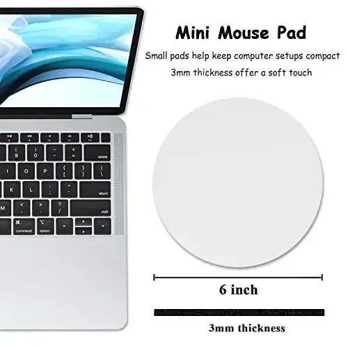 Dapesuom Small Mouse Pad, 6 x 6 Inch Thick Rubber Premium-Textured Non-Slip Portable & Washable Round Mini Mouse Mat for Women Wireless Laptops Keyboard Tray Gaming Work Computer Travel, Space Gray - 2
