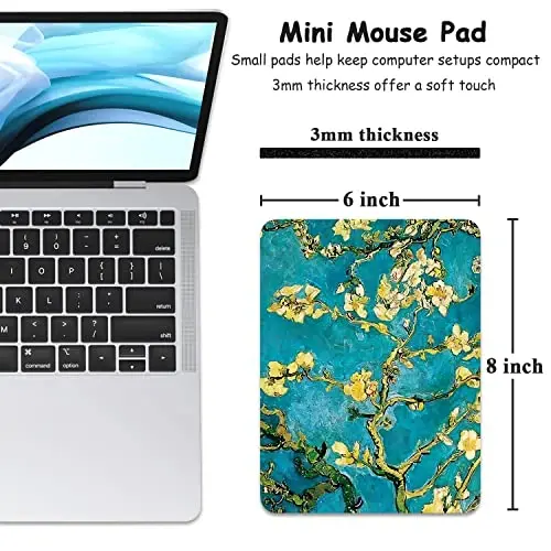 Dapesuom Small Mouse Pad, 6 x 8 Inch Thick Rubber Premium-Textured Non-Slip Portable & Washable Mini Mouse Mat for Women Men Wireless Laptops Keyboard Tray Gaming Work Computer Office Travel, Flower - DAPESUOM (1)