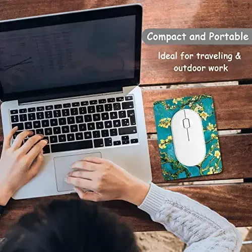 Dapesuom Small Mouse Pad, 6 x 8 Inch Thick Rubber Premium-Textured Non-Slip Portable & Washable Mini Mouse Mat for Women Men Wireless Laptops Keyboard Tray Gaming Work Computer Office Travel, Flower - 7