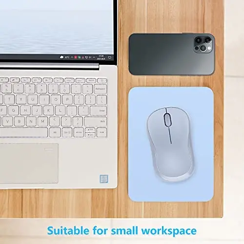 Dapesuom Small Mouse Pad, 6 x 8 Inch Thick Rubber Premium-Textured Non-Slip Portable & Washable Mini Mouse Mat for Women Men Wireless Laptops Keyboard Tray Gaming Work Computer Office Travel, Sky Blue - 4